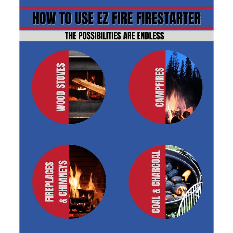 EZ Fire Firestarter Packets Firestarter Gel Packets for Campfire, Grills, Fireplace Bed Bath