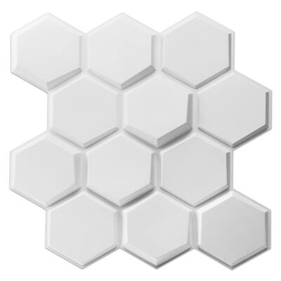 Art3d Textures 3D Wall Panels Black Hexagon Design Pack of 12 Tiles 25.5 Sq Ft (PVC) - 19.7x19.7 in