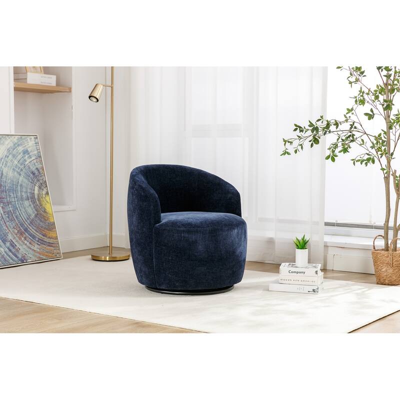 Chenille Fabric Swivel Accent Armchair Barrel Chair