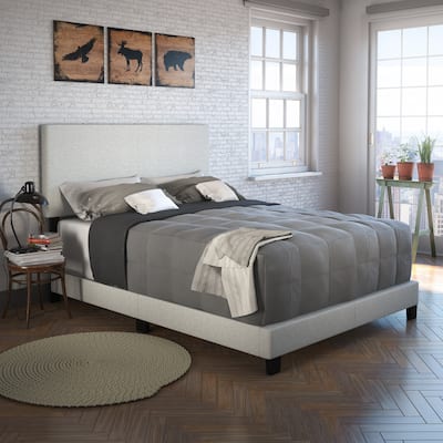 Sleep Sync Tivoli Cream Linen Upholstered Platform Bedframe