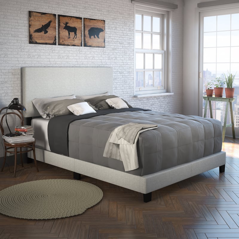 Sleep Sync Tivoli Cream Linen Upholstered Platform Bedframe - Twin