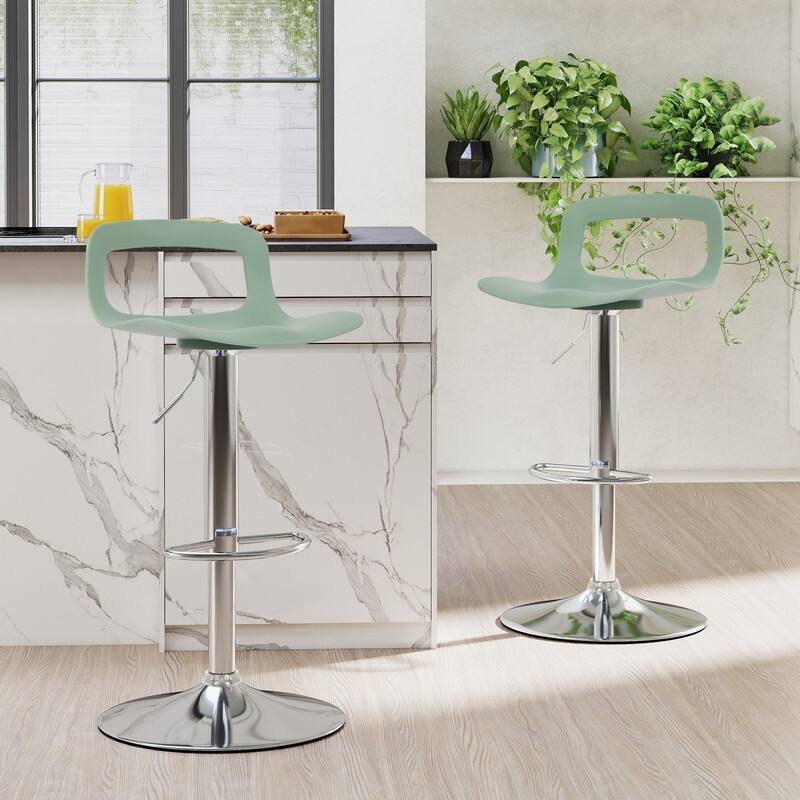 Adjustable Barstools Airlift Counter Bar Pub Height Stools with Plastic Seat Set of 2