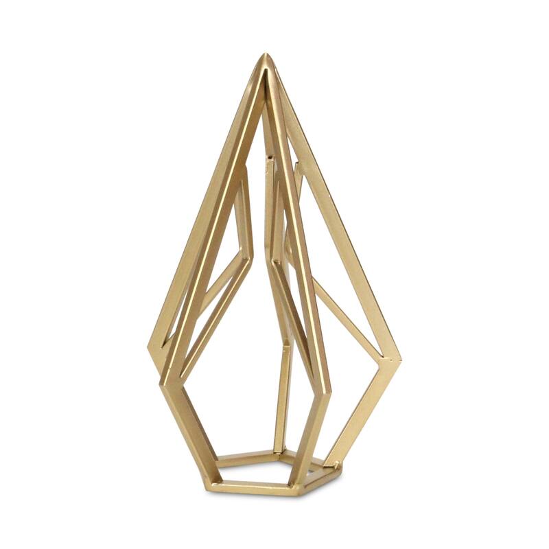 HomeRoots 10" Gold Metal Open Geometric Tabletop Sculpture - 6.25 in. x 10.25 in. x 6.00 in.
