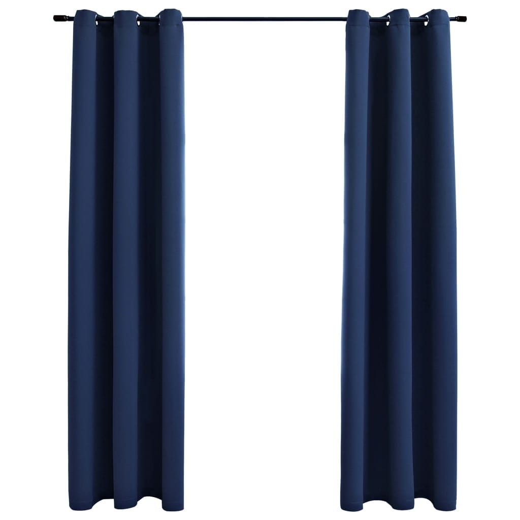 vidaXL Blackout Curtains with Rings 2 pcs Navy Blue 37\, image size:1024x1024