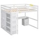 preview thumbnail 5 of 28, Full Size Solid Wood Loft Bed with Built-in Wardrobe, Desk, Storage Shelves and Drawers