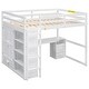 preview thumbnail 5 of 13, White Full Size Solid Wood Loft Bed with Built-in Wardrobe, Desk, Storage Shelves and Drawers
