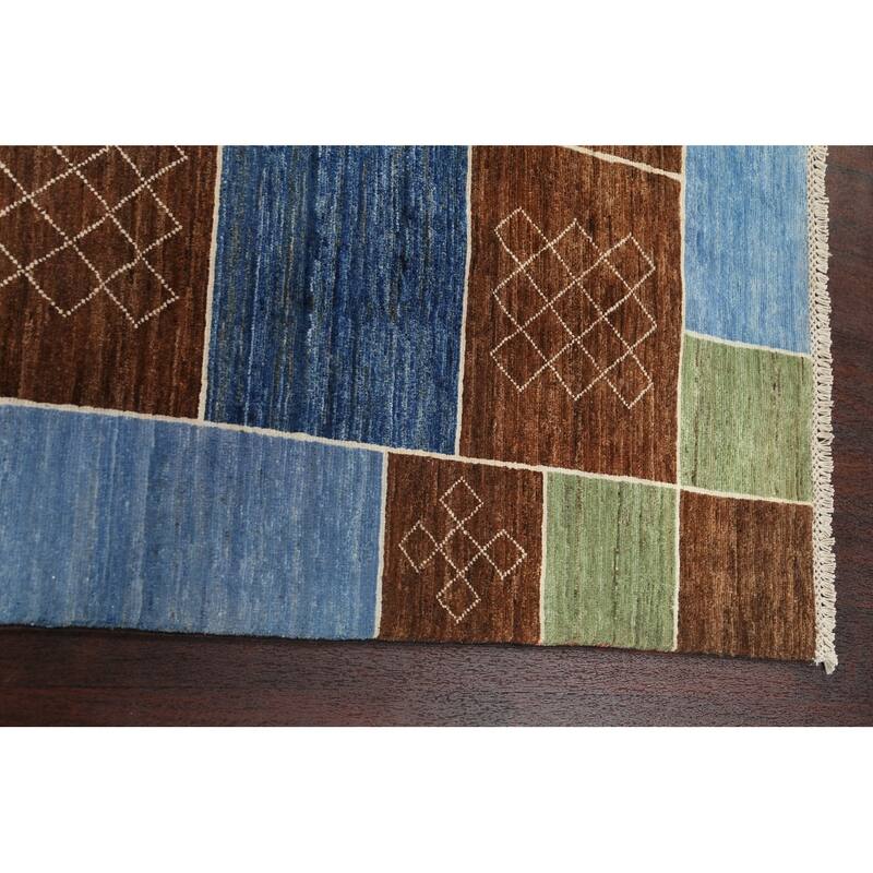 Geometric Gabbeh Kashkoli Oriental Area Rug Wool Hand-knotted Carpet - 3'10" x 6'5"