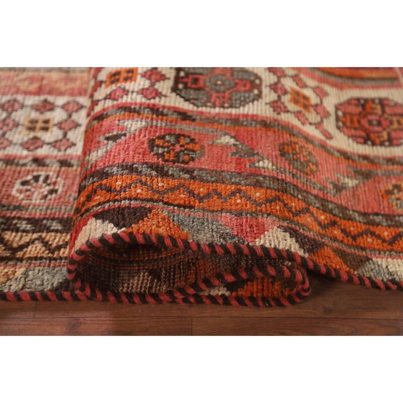 Hand Knotted Oriental 100% Wool Carpet Traditional Tribal Pink Qashqai Area Rug - 7' 10'' X 4' 10''