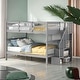 preview thumbnail 1 of 41, Full-Over-Full Bunk Bed with Storage and Guard Rail Grey