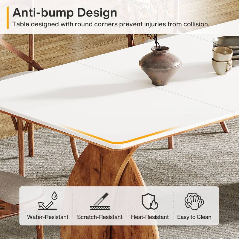 70.8'' Modern Farmhouse Dining Table Kitchen Table with Thickened Top