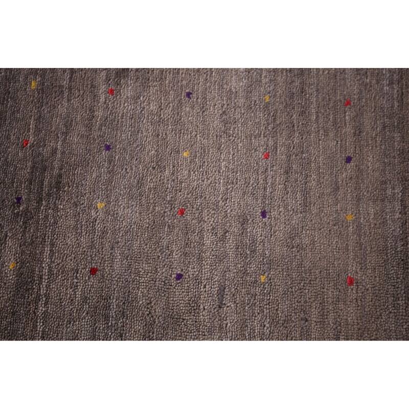 Gabbeh Indian Area Rug Handmade Brown Wool Carpet - 8'2"x 9'9"