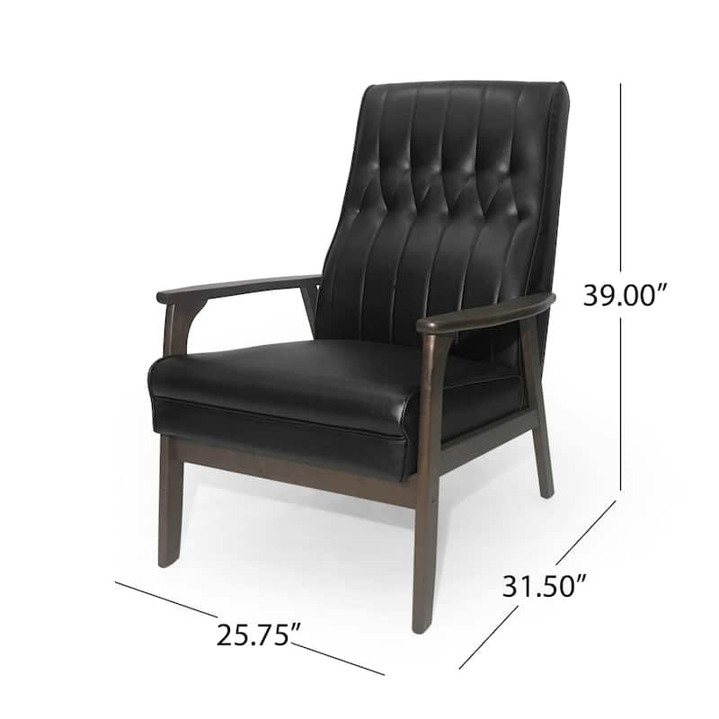 Mid Century Modern Faux Leather Upholstered Accent Chair聽