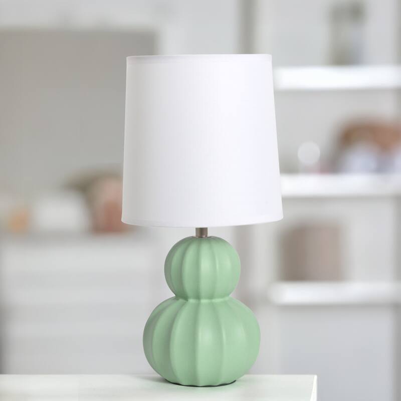 Stacked Double Gourd Ceramic Table Lamp with Tapered Shade - 12.5" - Sage Green