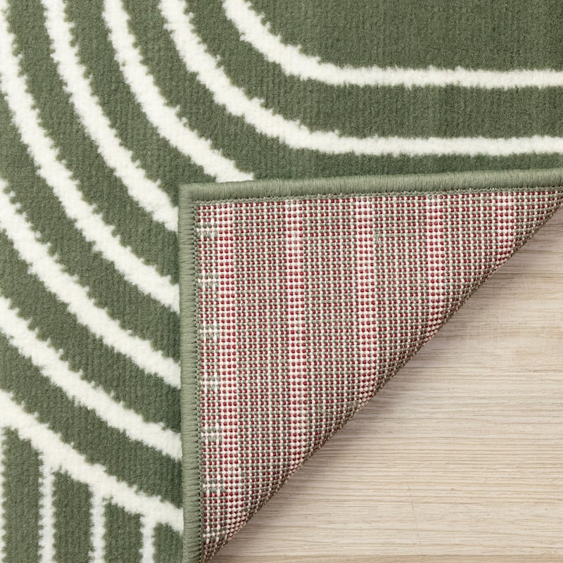 Modern Geometric Arches Rug in Green White