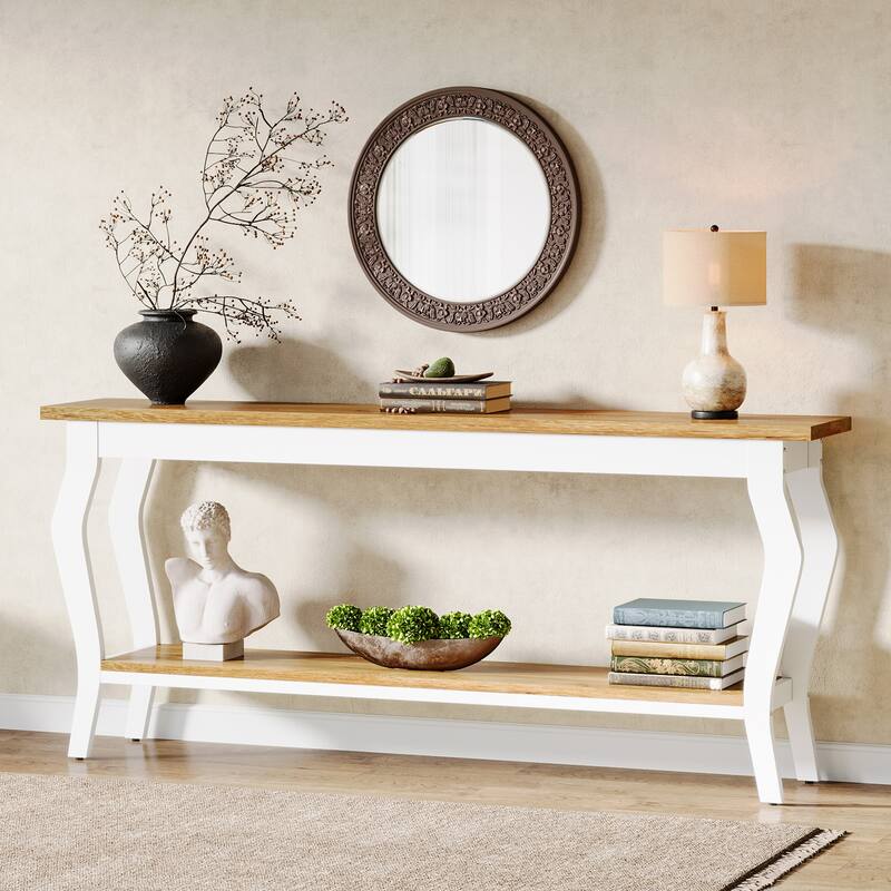 2-tier Narrow Long Console Sofa Table for Entryway Living Room