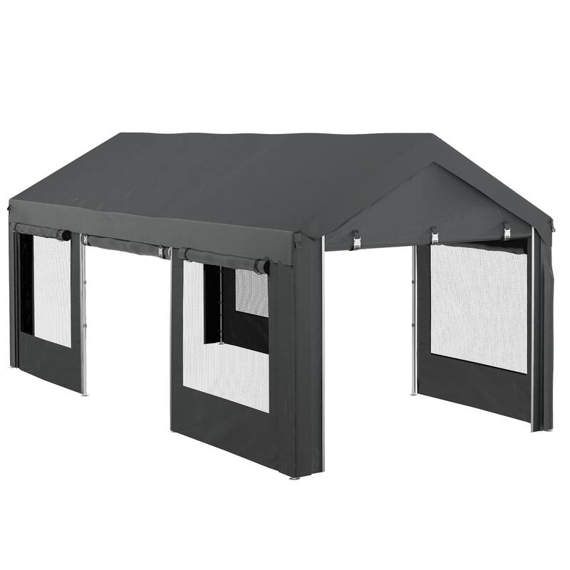 Outsunny Carport 10' x 20' Portable Garage, Height Adjustable Heavy Duty Car Port Canopy - N/A