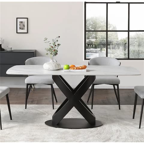 Dining Table, Sintered Stone Table Up To 8, Solid Carbon Steel Base