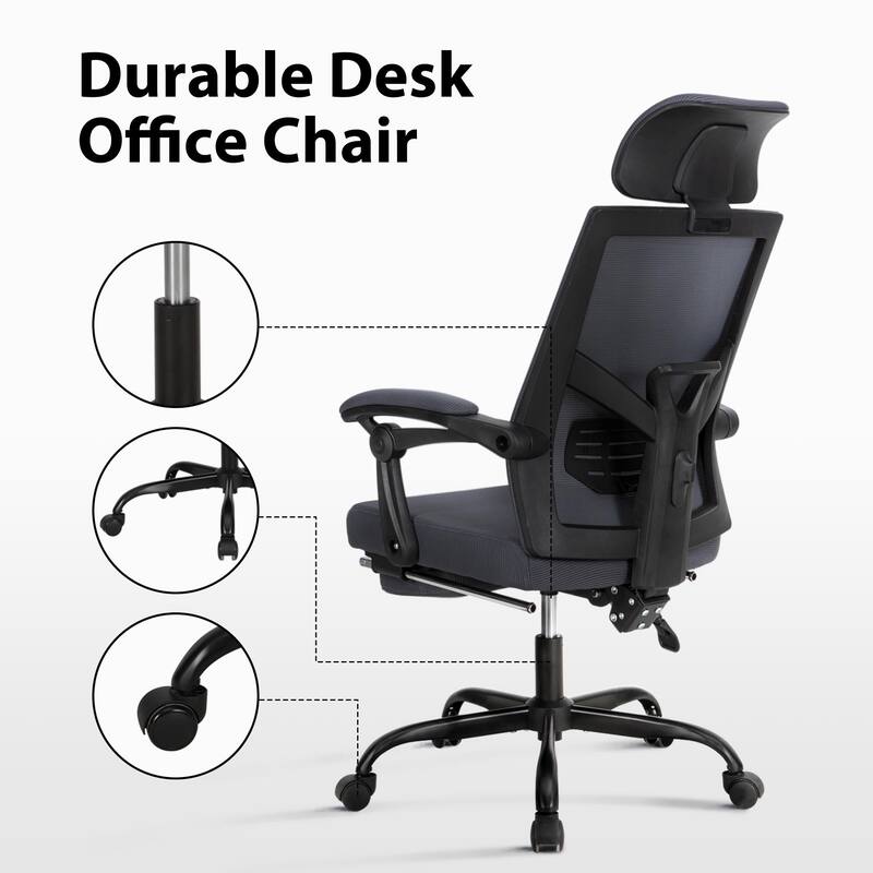 Ergonomic Mesh Office Chair with Adjustable Lumbar Support & Footrest