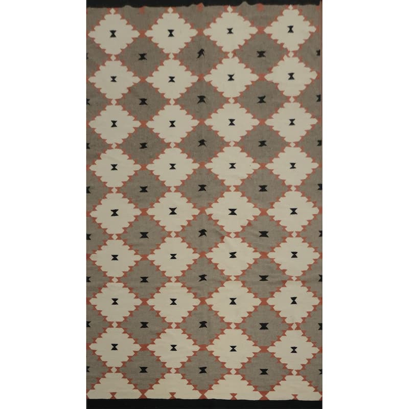 Hand Woven Oriental 100% Wool Carpet Southwestern Modern Greys & Charcoal Kilim Area Rug - 14' 1'' X 8' 4''