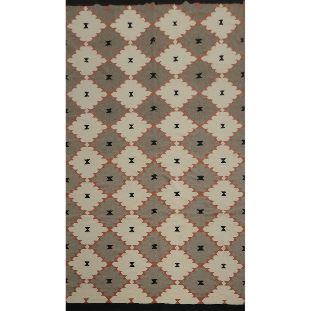 Hand Woven Oriental 100% Wool Carpet Southwestern Modern Greys & Charcoal Kilim Area Rug - 14' 1'' X 8' 4''