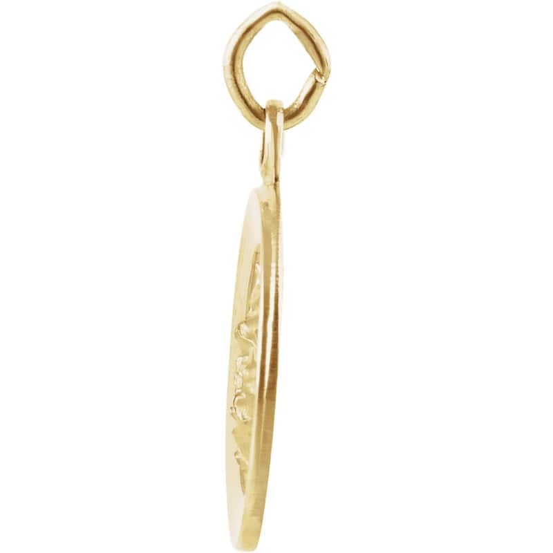 Curata 14k Yellow Gold 18mm Round Baptism Pendant Medal Necklace, 16"