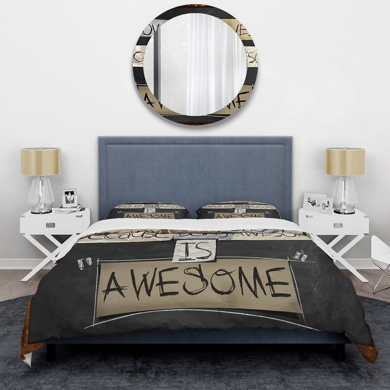 Designart 'I Love Being Awesome' Rustic Duvet Cover Set