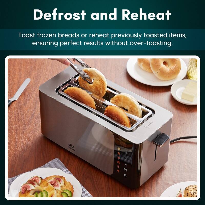 Elite Cuisine ECT5529 Smarttoast 4-Slice Long Slot Toaster