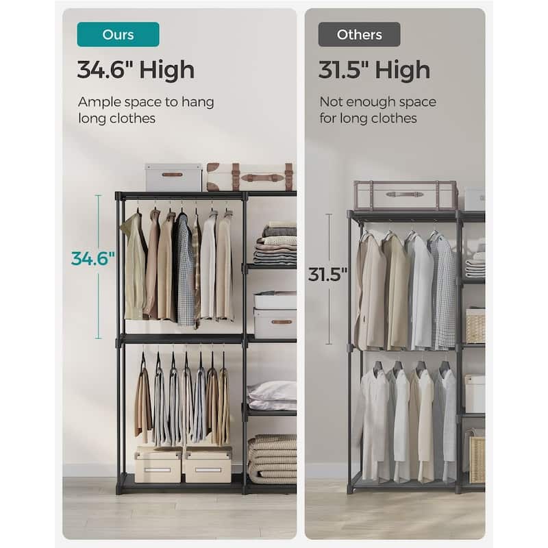 Freestanding Closet Organizer with Adjustable Shelves, Dual Hanging Rods and Storage Drawers
