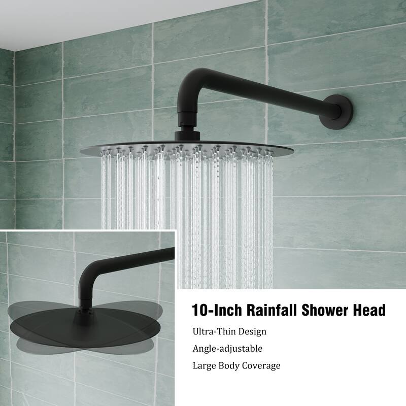 3-Function 10 in. Round Shower head System With Hand shower(Valve Included)