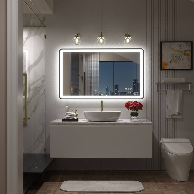 UL Certified Front & Back LED Anti-Fog Tempered Glass Framed Bathroom/Vanity Mirror 3-Year Warranty