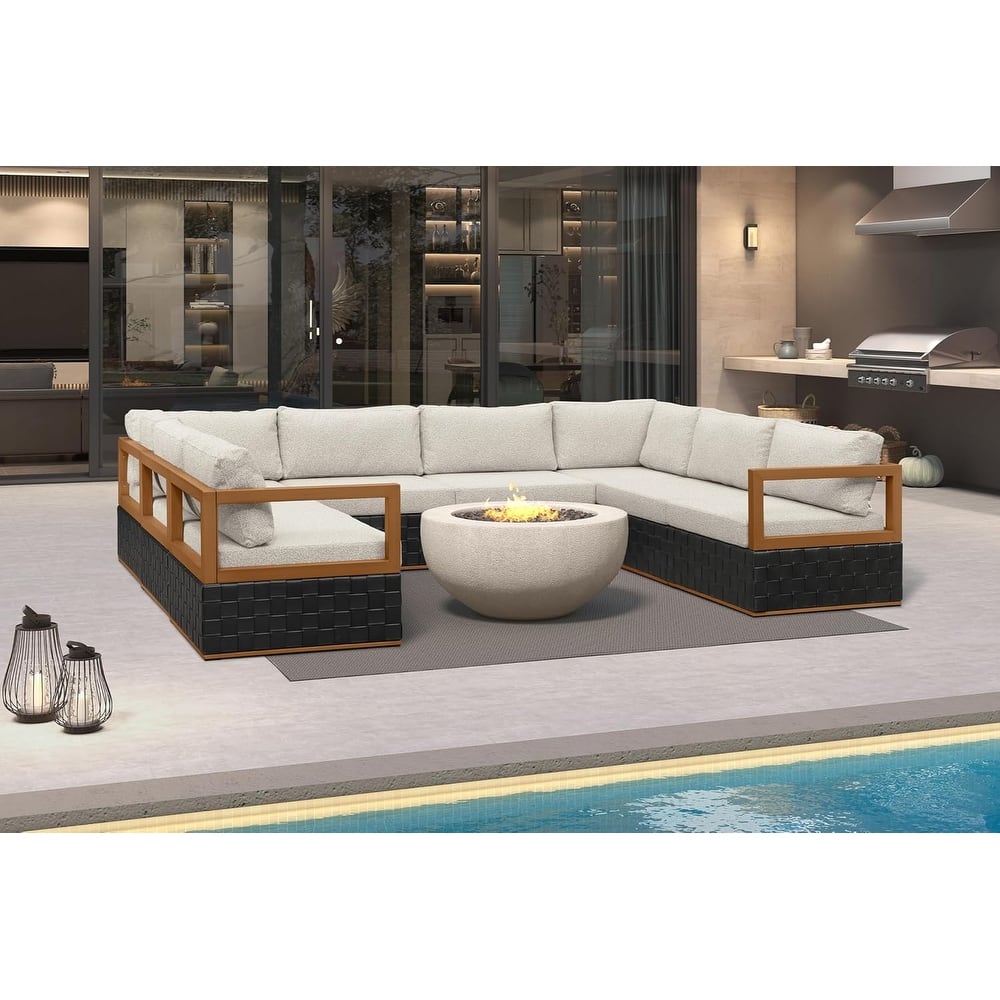 PURPLE LEAF GLFSF Black sofa with white seat Outdoor Couch for Yard Porch Deck Patio Conversation Sets