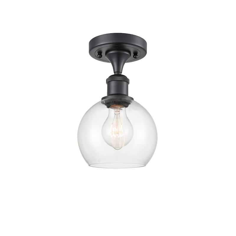 Innovations Lighting Athens - 1 Light 6" Semi-Flush Mount - Clear/Matte Black