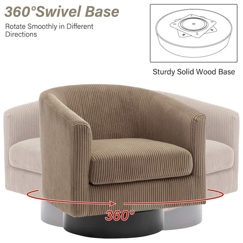 Modern Upholstered Barrel Chair Swivel Accent Chair for Living Room