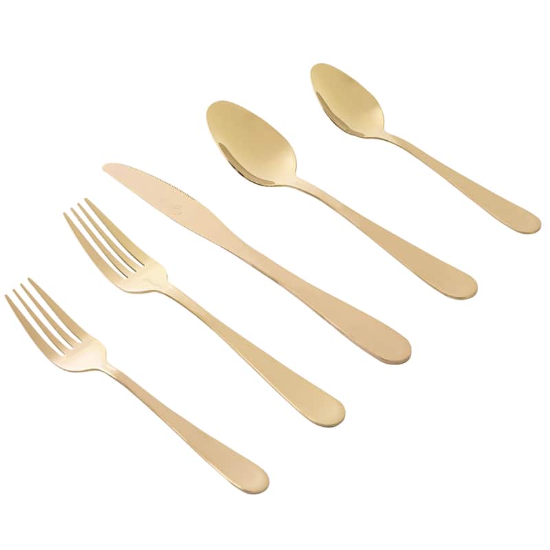 Gibson Home Stravida 20 Piece Flatware set in Gold Stainless Steel - Gold - Service for 4