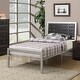 preview thumbnail 3 of 1, Metal Twin Size Bed With Wood Panel Headboard, Silver & Black