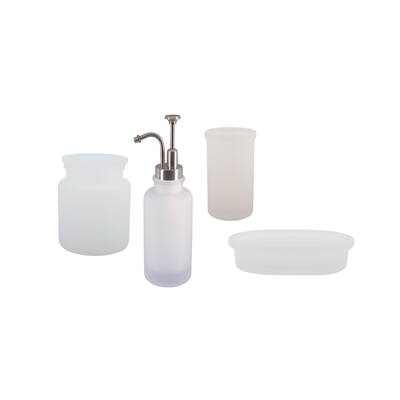4-Piece Countertop Accessories Set Spirella Yoko Misty White Glass