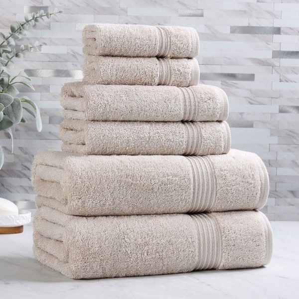 slide 2 of 7, Superior Heritage Egyptian Cotton Absorbent 6-Piece Towel Set 6-Piece - Stone