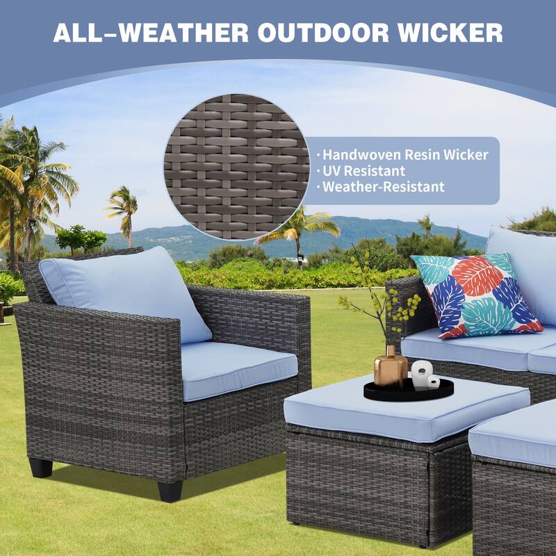 Ainfox Outdoor Patio Sofa Set Sectional Wicker Sofa Patio Furniture Rattan sofa