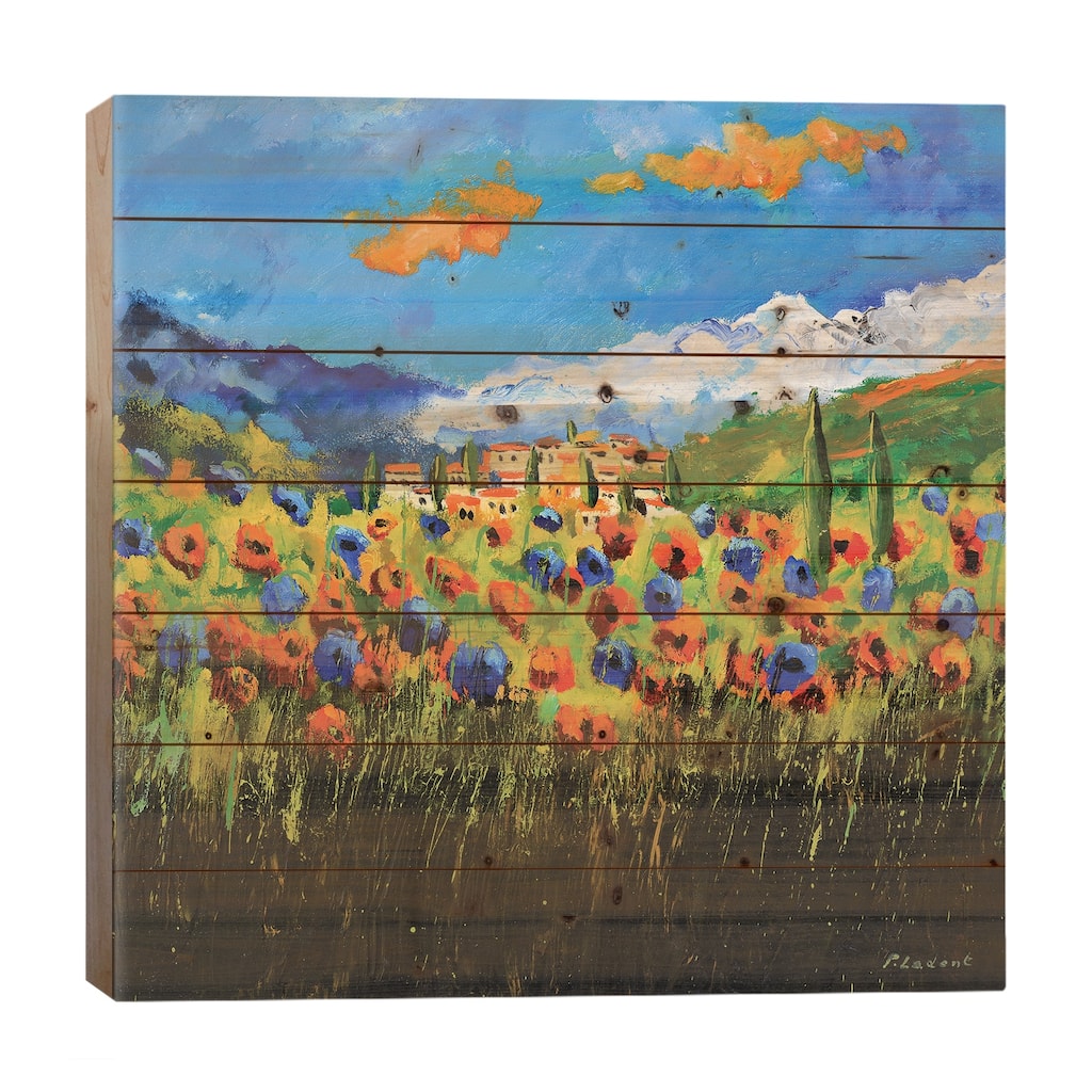 Poppies In Tuscany Print On Wood by Pol Ledent - Multi-Color