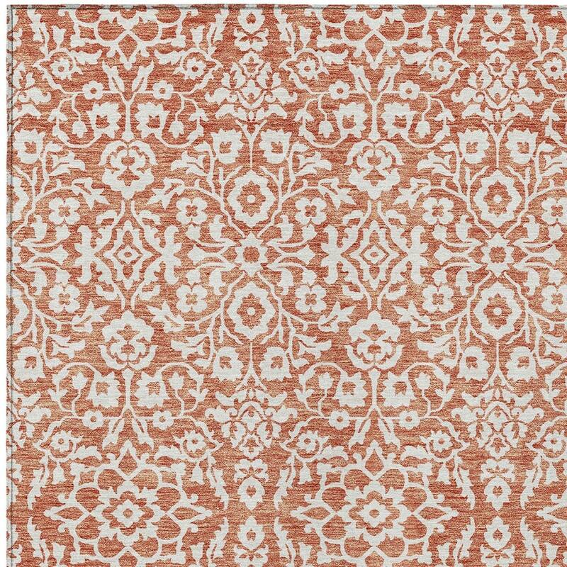 HomeRoots Damask Traditional Rectangle Outdoor Rug