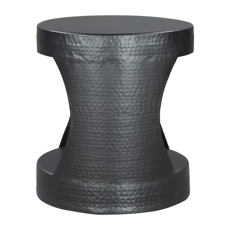 HomeRoots 20" Black Iron Round Floor Shelf End Table - 19' X '20.3' X '19