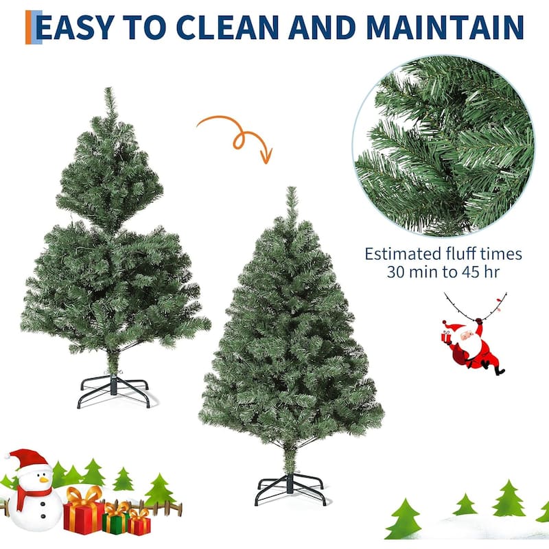 Pre-Lit Artificial Spruce Christmas Tree with White Lights, Unlit Hinged Design