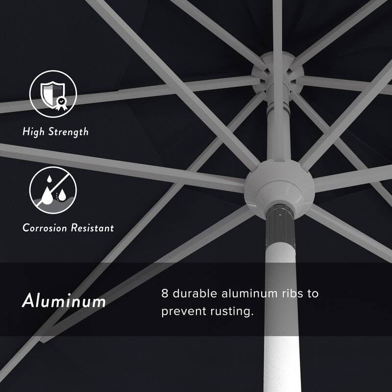 California Umbrella 11' Rd. Aluminum Patio Umbrella, Crank Lift, Collar Tilt, Dbl Wind Vent, White Finish, Sunbrella Fabric