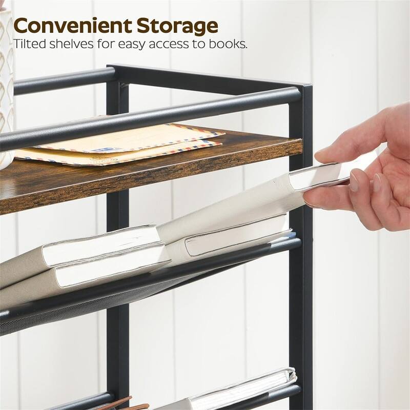 5 Tier Rolling File Organizer Cart with Wheels - 7.9"D x 16.5"W x 35.4"H