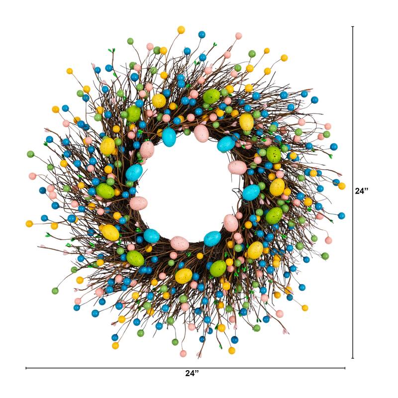 24-in Artificial Easter Egg Twig Wreath