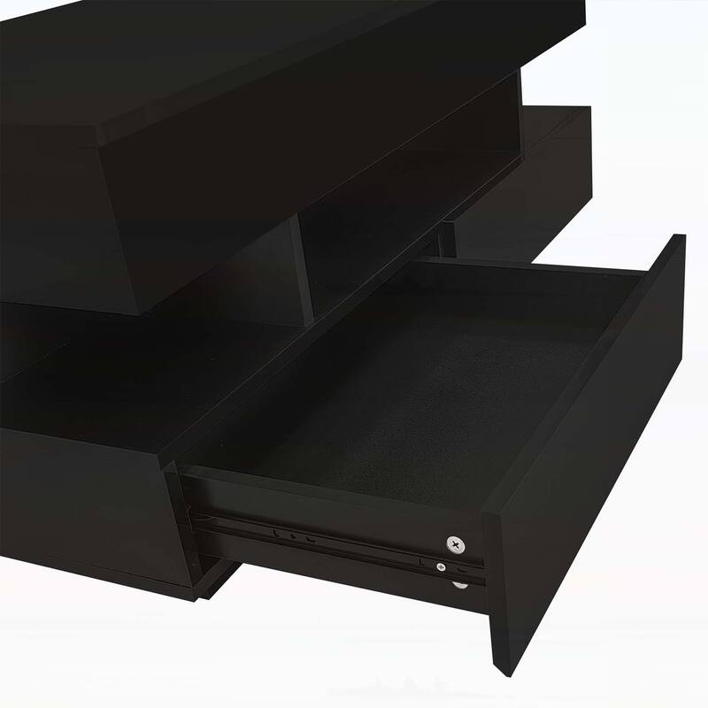 Multi-Functional Lift-Top Coffee Table with 2 Drawers,with High-Gloss Finish for Living Room