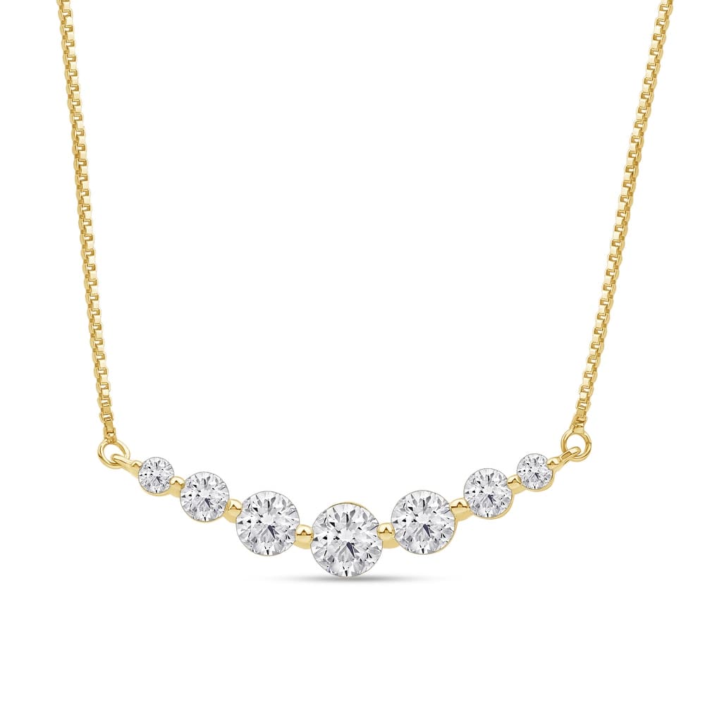 1ct Lab Grown Diamond Curved Bar Necklace in 14k Gold for Women