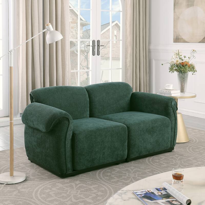 68.5" Chenille Modular Sofa - Fashionable Small Sectional with Iron Frame for Living Room, Bedroom
