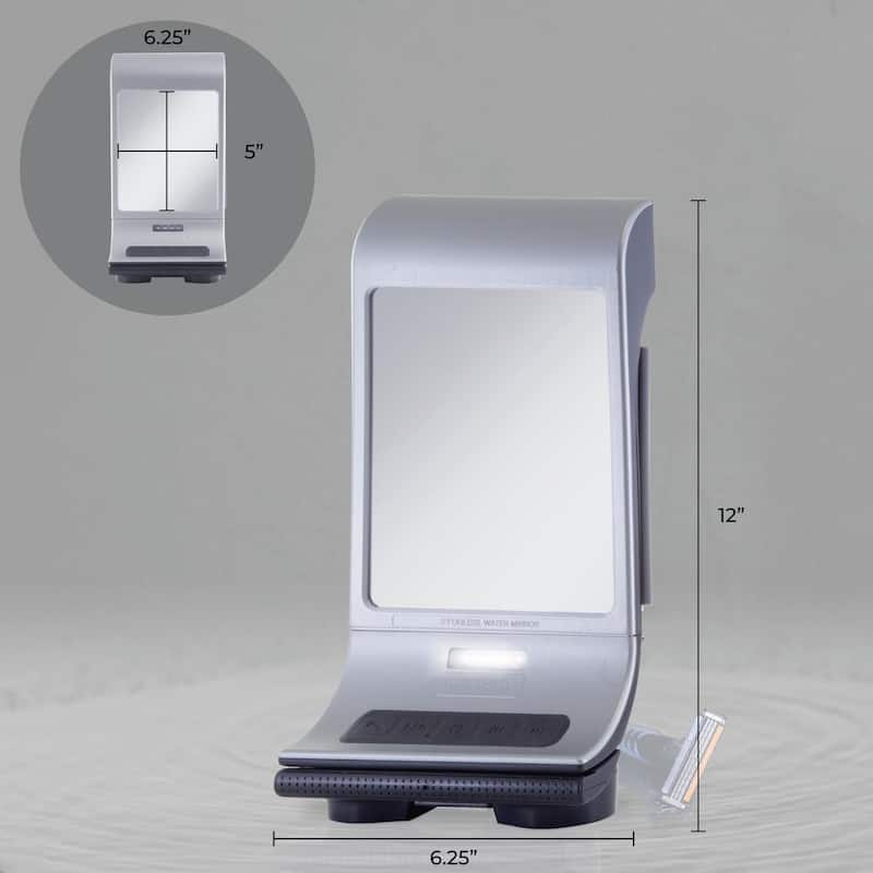 Zadro Fogless Lighted Shower Mirrors w/ Wall Mount & Bluetooth Speaker