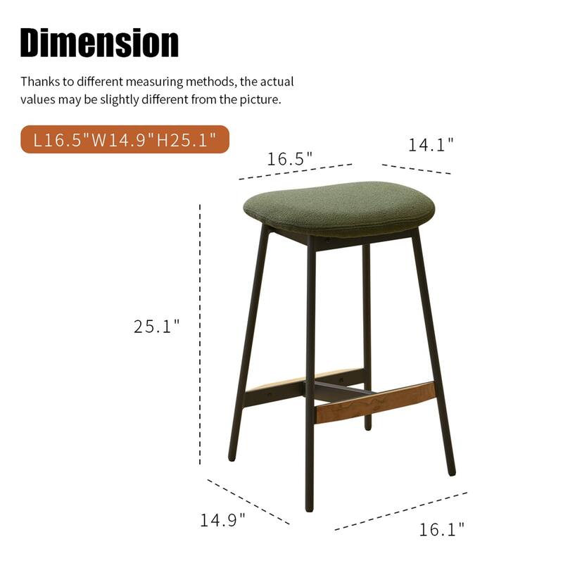 Backless Fabric Upholstered Counter Height Bar Stools,Set of 2
